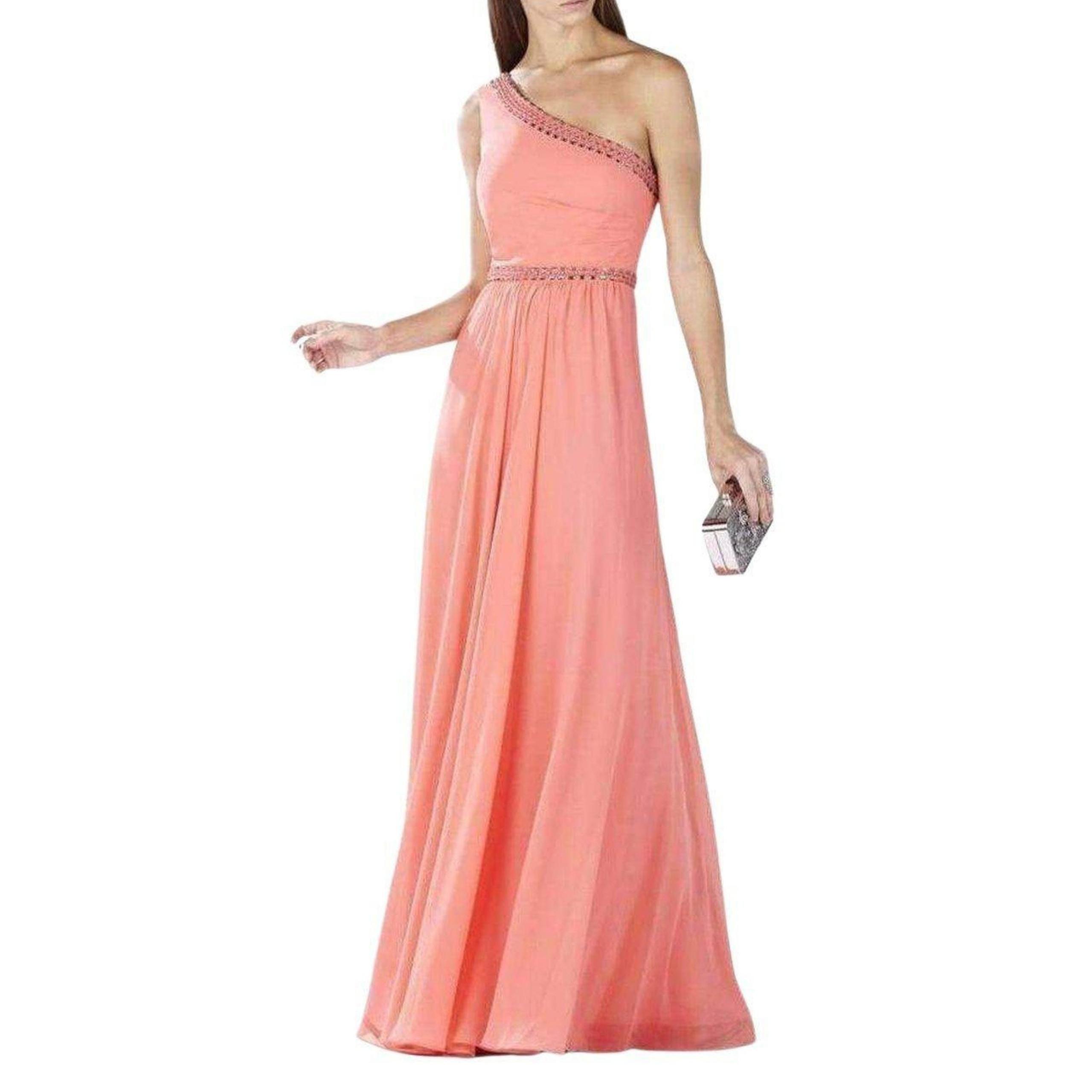 Bcbgmaxazria - Daniele Coral One Shoulder Embellished Gown - Us 4